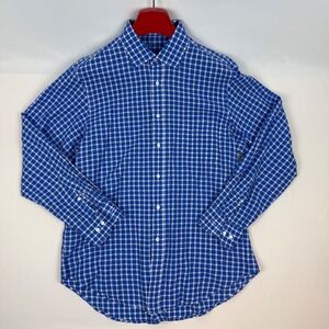J McLaughlin Mens Blue White Gingham Long Sleeve Button Down Shirt Size M